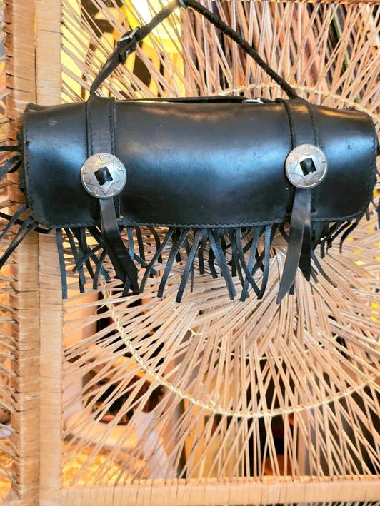 Vintage Round Leather Motorcycle Tool Bag - Yatva