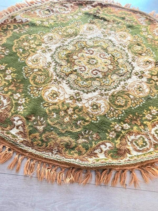 Vintage Round Persian/Oriental Wool Tablecloth - Yatva