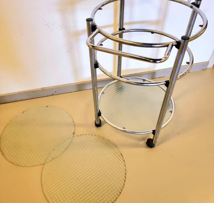 Vintage Serving Trolley with Glass & Wheels - Yatva