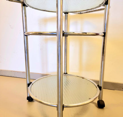 Vintage Serving Trolley with Glass & Wheels - Yatva