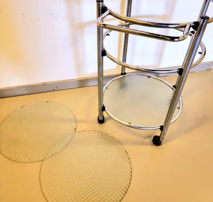 Vintage Serving Trolley with Glass & Wheels - Yatva