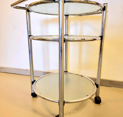 Vintage Serving Trolley with Glass & Wheels - Yatva