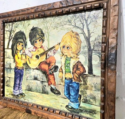 Vintage Signed 60s / 70s "The Musicians" Framed Painting - Yatva
