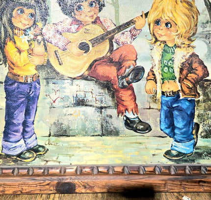 Vintage Signed 60s / 70s "The Musicians" Framed Painting - Yatva