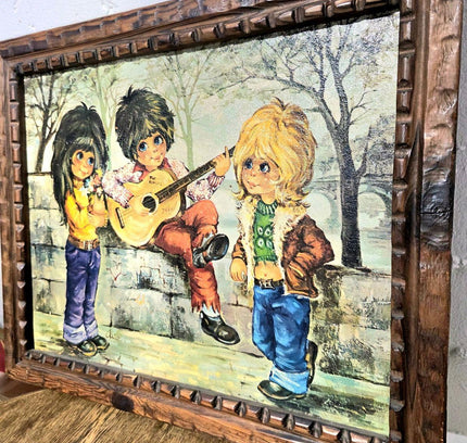 Vintage Signed 60s / 70s "The Musicians" Framed Painting - Yatva