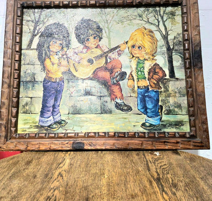 Vintage Signed 60s / 70s "The Musicians" Framed Painting - Yatva