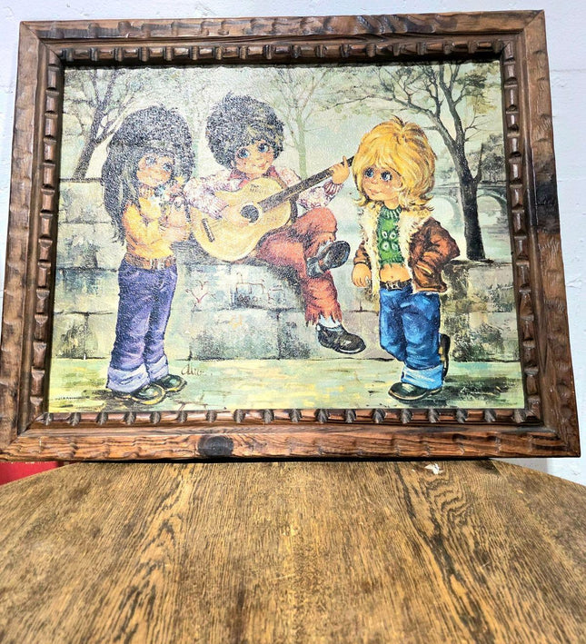 Vintage Signed 60s / 70s "The Musicians" Framed Painting - Yatva