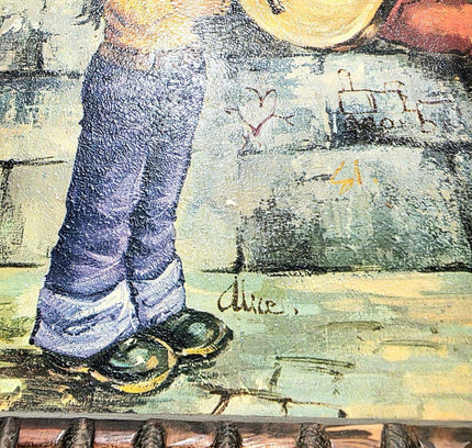 Vintage Signed 60s / 70s "The Musicians" Framed Painting - Yatva