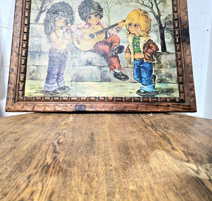 Vintage Signed 60s / 70s "The Musicians" Framed Painting - Yatva