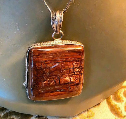 Vintage Silver Jasper Pendant Necklace - Yatva