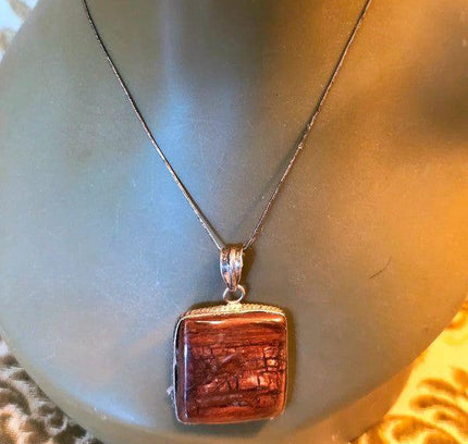 Vintage Silver Jasper Pendant Necklace - Yatva