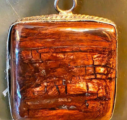 Vintage Silver Jasper Pendant Necklace - Yatva