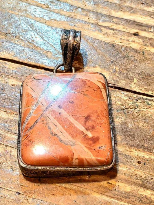 Vintage Silver Red Jasper Pendant - Yatva