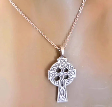 Vintage Sterling Silver Celtic Cross Necklace - Yatva