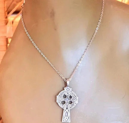 Vintage Sterling Silver Celtic Cross Necklace - Yatva