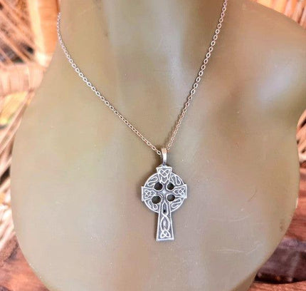 Vintage Sterling Silver Celtic Cross Necklace - Yatva