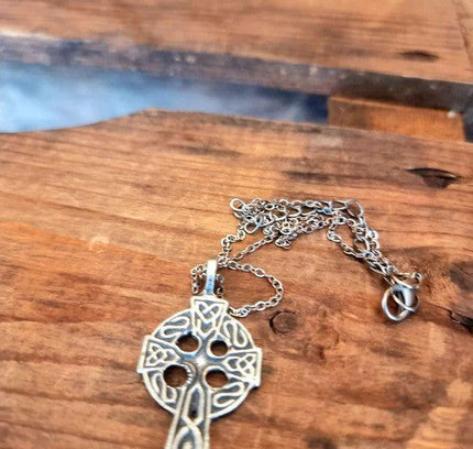 Vintage Sterling Silver Celtic Cross Necklace - Yatva