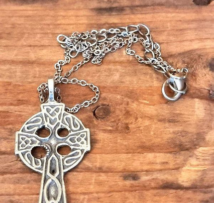 Vintage Sterling Silver Celtic Cross Necklace - Yatva