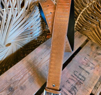 Vintage Striped Faux Leather Belt - Yatva