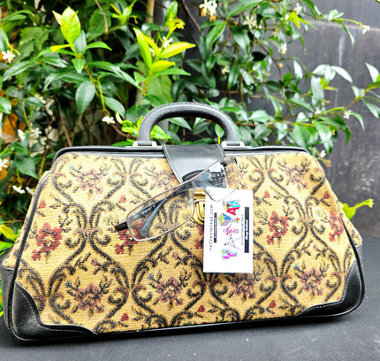 Vintage Tapestry Doctor Bag | Mid-Century Floral Carpet Bag Satchel - Yatva