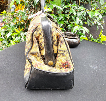 Vintage Tapestry Doctor Bag | Mid-Century Floral Carpet Bag Satchel - Yatva