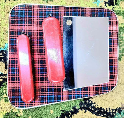 Vintage Tartan Bowin Mirror and Brush - Yatva
