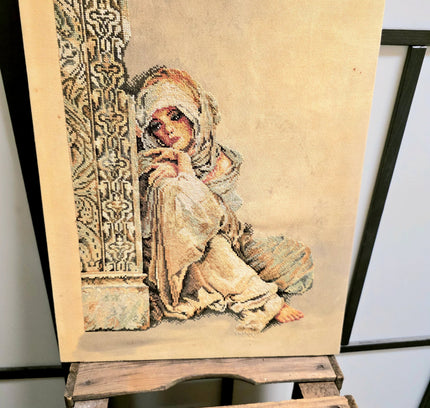 Vintage The 'Arabian Woman ' Tapestry Artwork - Yatva