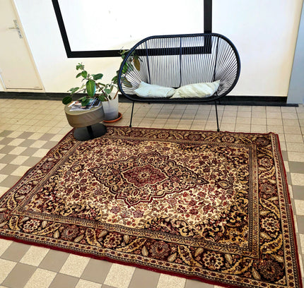 Vintage Traditional Medallion Red & Cream Area Rug (170cm x 235cm) - Yatva