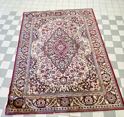 Vintage Traditional Medallion Red & Cream Area Rug (170cm x 235cm) - Yatva
