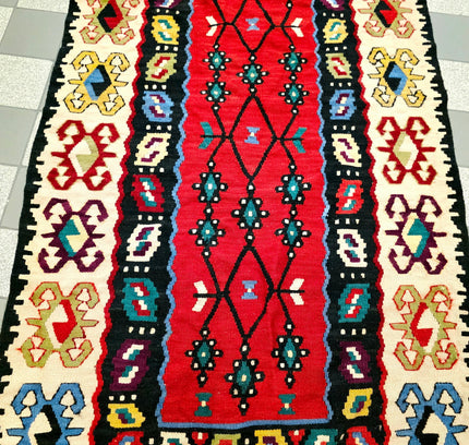 Vintage Turkish Serbian Wool Kilim Pirot Rug - Yatva