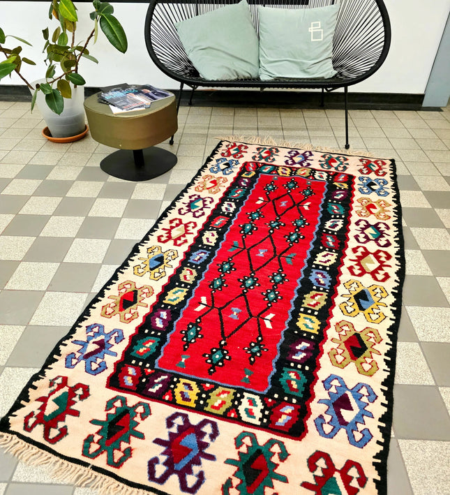 Vintage Turkish Serbian Wool Kilim Pirot Rug - Yatva