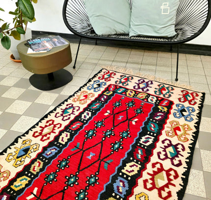 Vintage Turkish Serbian Wool Kilim Pirot Rug - Yatva