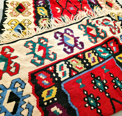 Vintage Turkish Serbian Wool Kilim Pirot Rug - Yatva