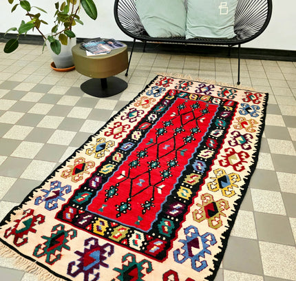 Vintage Turkish Serbian Wool Kilim Pirot Rug - Yatva