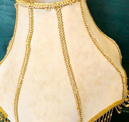 Vintage Victorian Double Scallop Fringed Bead Lamp Shade - Yatva
