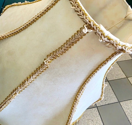 Vintage Victorian Double Scallop Fringed Bead Lamp Shade - Yatva
