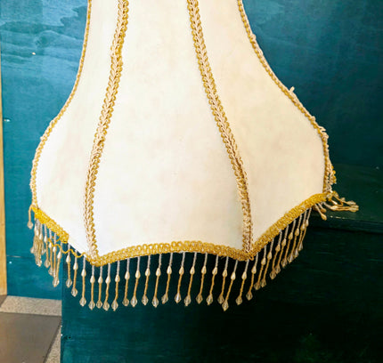 Vintage Victorian Double Scallop Fringed Bead Lamp Shade - Yatva