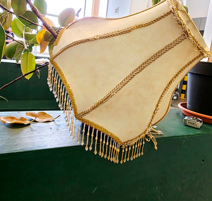 Vintage Victorian Double Scallop Fringed Bead Lamp Shade - Yatva