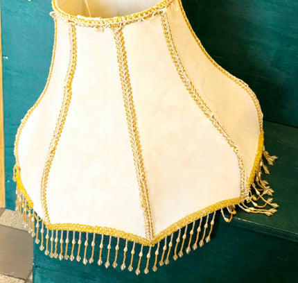 Vintage Victorian Double Scallop Fringed Bead Lamp Shade - Yatva