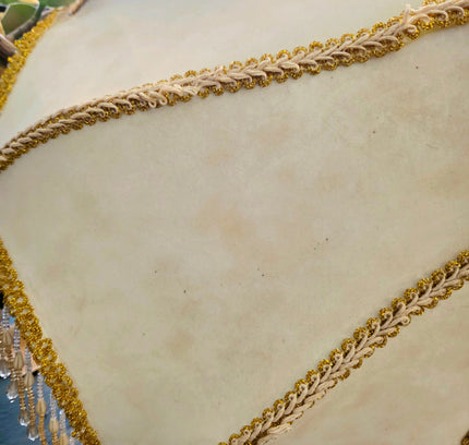 Vintage Victorian Double Scallop Fringed Bead Lamp Shade - Yatva