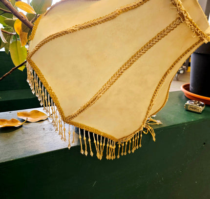Vintage Victorian Double Scallop Fringed Bead Lamp Shade - Yatva