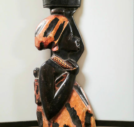 Vintage Vintage African Hand-Carved Wood Wall Sculpture – Traditional "Sweet Mother" Tribal Figurine Art - Yatva