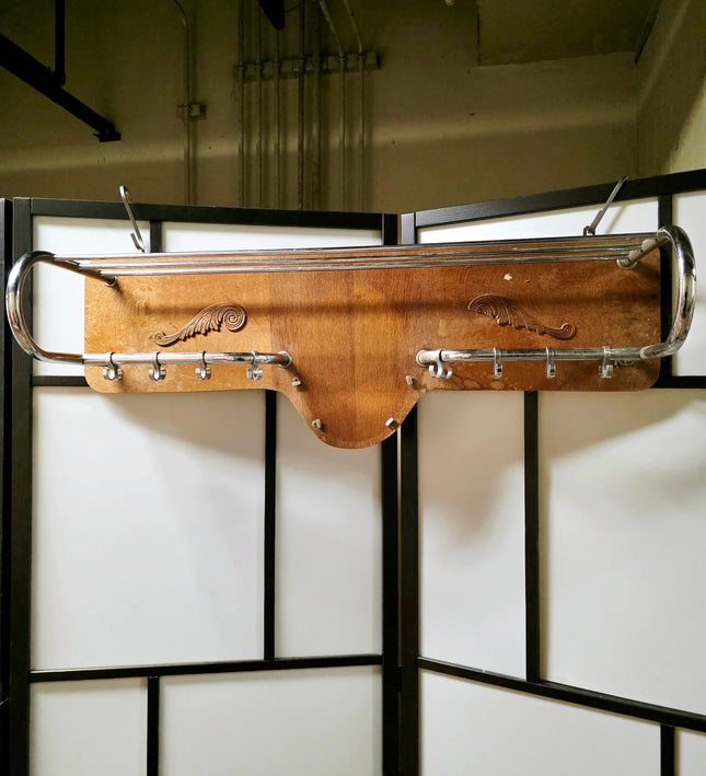 Vintage wall coat rack wood and metal - Yatva
