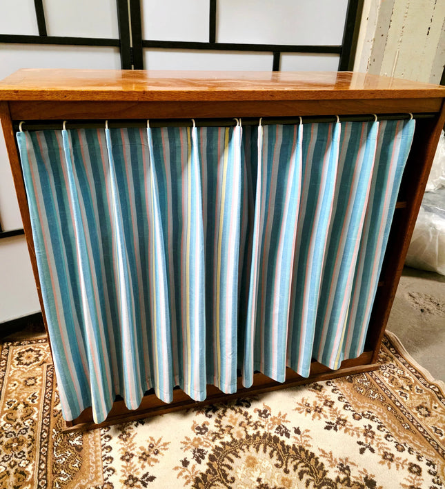 Vintage Wooden Cabinet with Curtains - Yatva