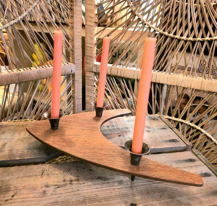 Vintage Wooden Candle Holder - Yatva