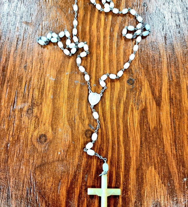 Vintage Wooden Catholic Rosary Necklace - Yatva