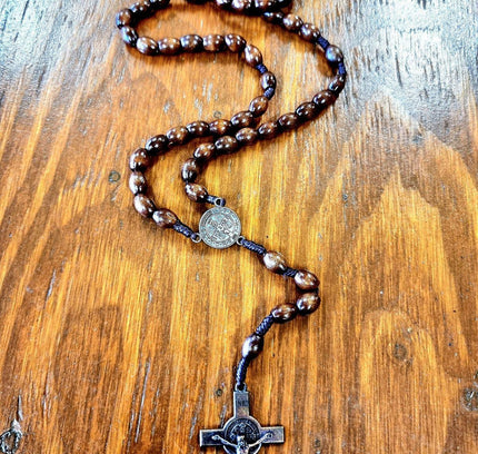 Vintage Wooden Catholic Rosary Necklace - Yatva