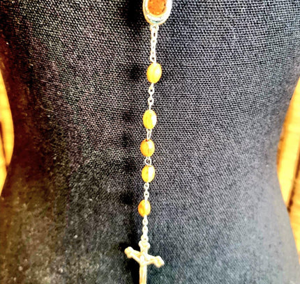 Vintage Wooden Catholic Rosary Necklace - Yatva