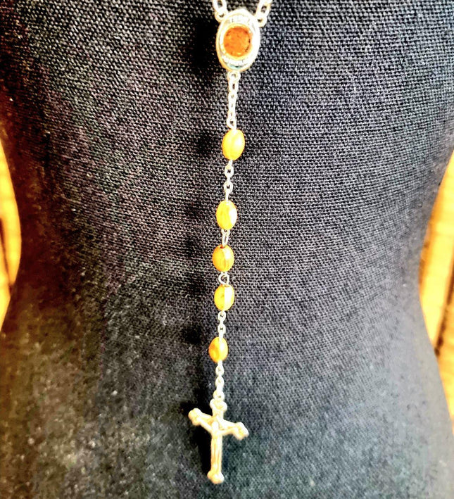 Vintage Wooden Catholic Rosary Necklace - Yatva