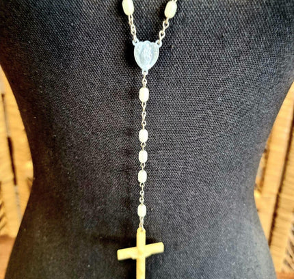 Vintage Wooden Catholic Rosary Necklace - Yatva